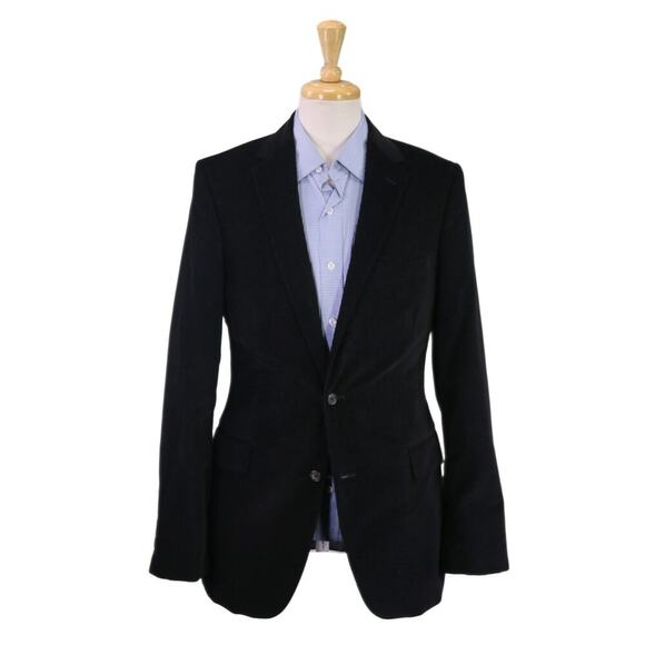 J. Crew Legacy Black Corduroy Velvet 2-Btn Blazer Jacket Men's 40L - Picture 1 of 10